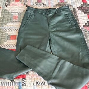 faux leather Zara Hunter green pants with ankle zipper size small